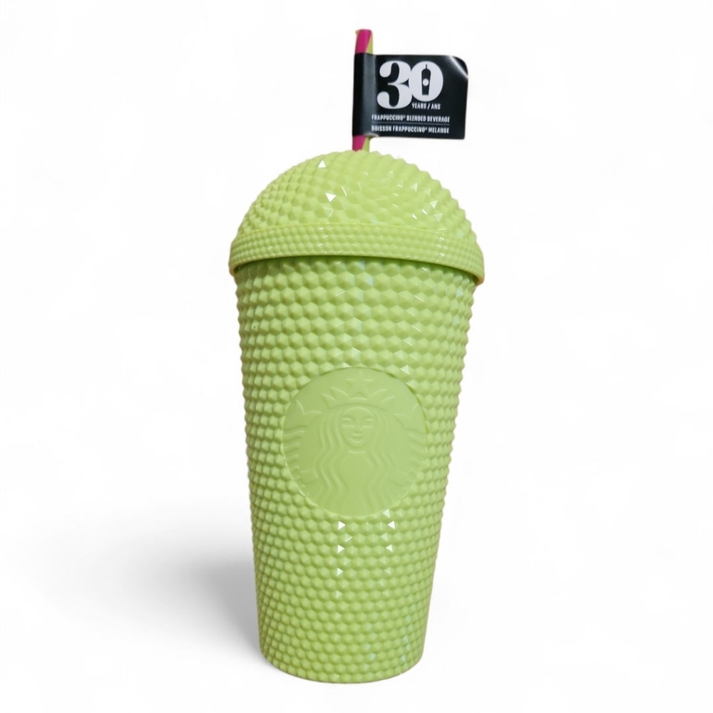 Starbucks 30 Year Lime Green Studded Dome Lid Frappuccino Tumbler, 16 Oz Limited